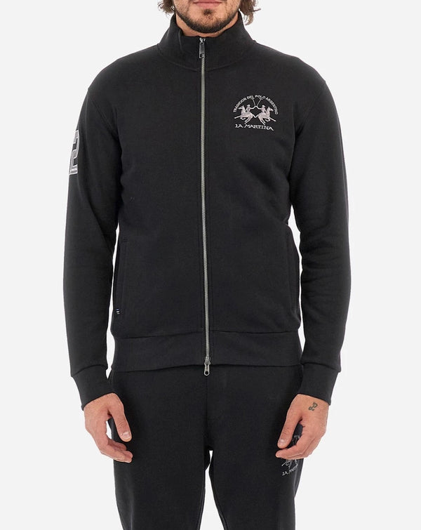 La Martina Felpa zip Felpa Uomo con logo zip classico Nero A23-LA MARTINAWMF301FP557-09999-M - Francavilla Moda